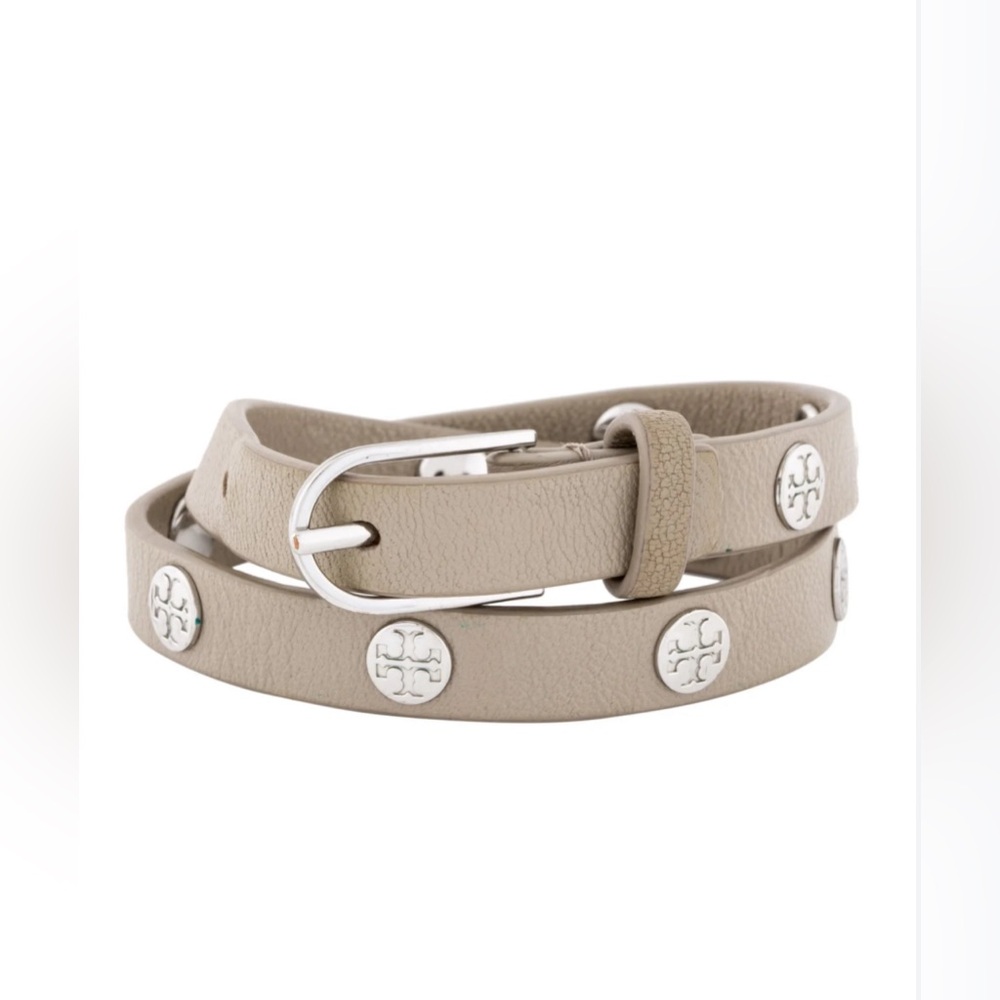 Tory Burch Leather Logo Double Wrap Bracelet